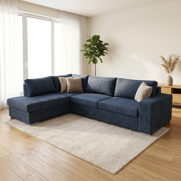 Καναπές Γωνία Levante 280x200 - Βελούδινος με Μεταλλικά Πόδια | Custom Sofa