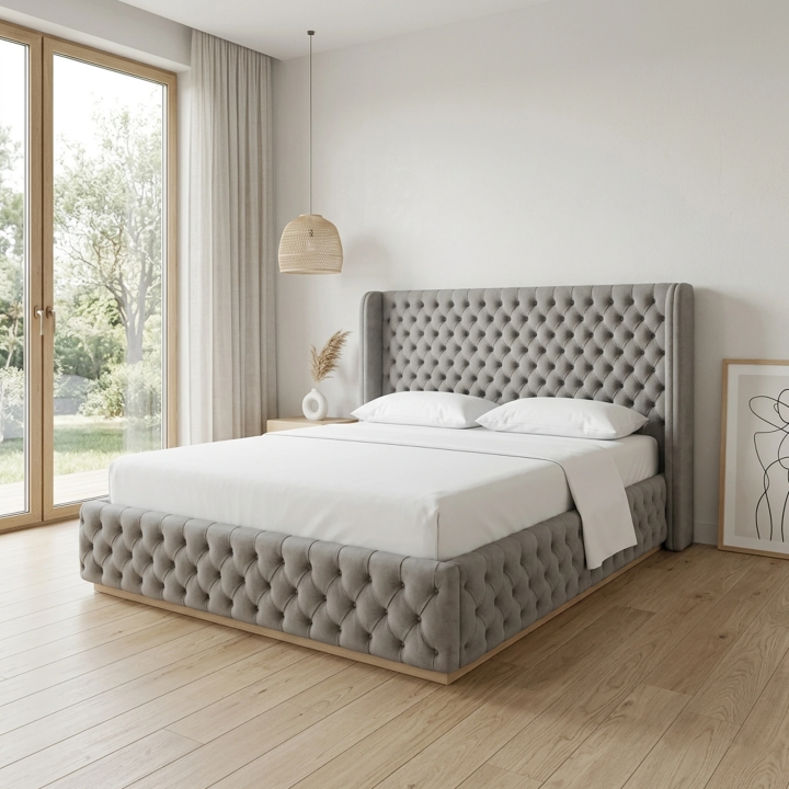 Κρεβάτι Majestic - Πολυτελές Καπιτονέ Chesterfield με Φτερά | Custom Sofa